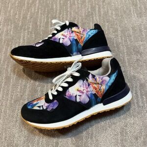 INKKAS size 8 Black Floral Sneakers Womens Brand New